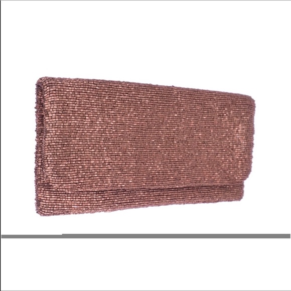 rose gold beaded clutch